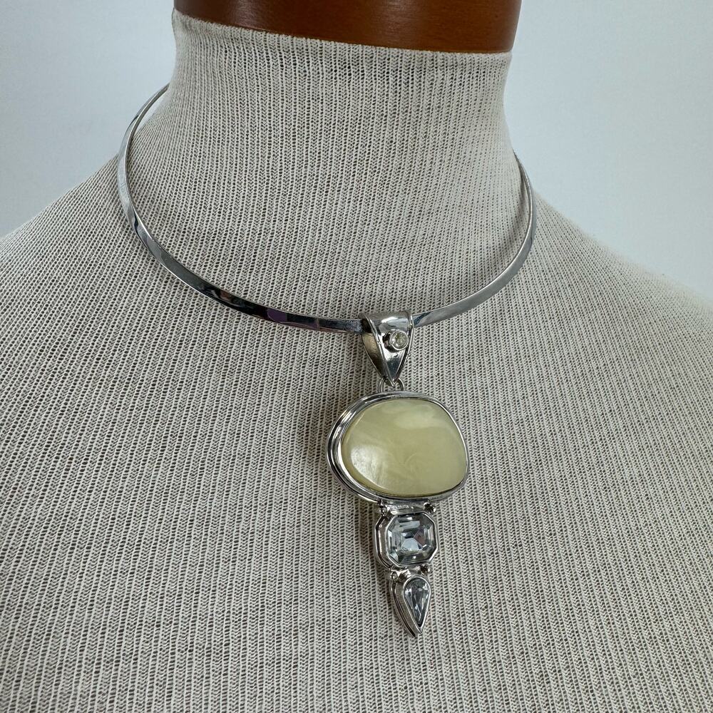 Silver plated Faux stone Choker necklace